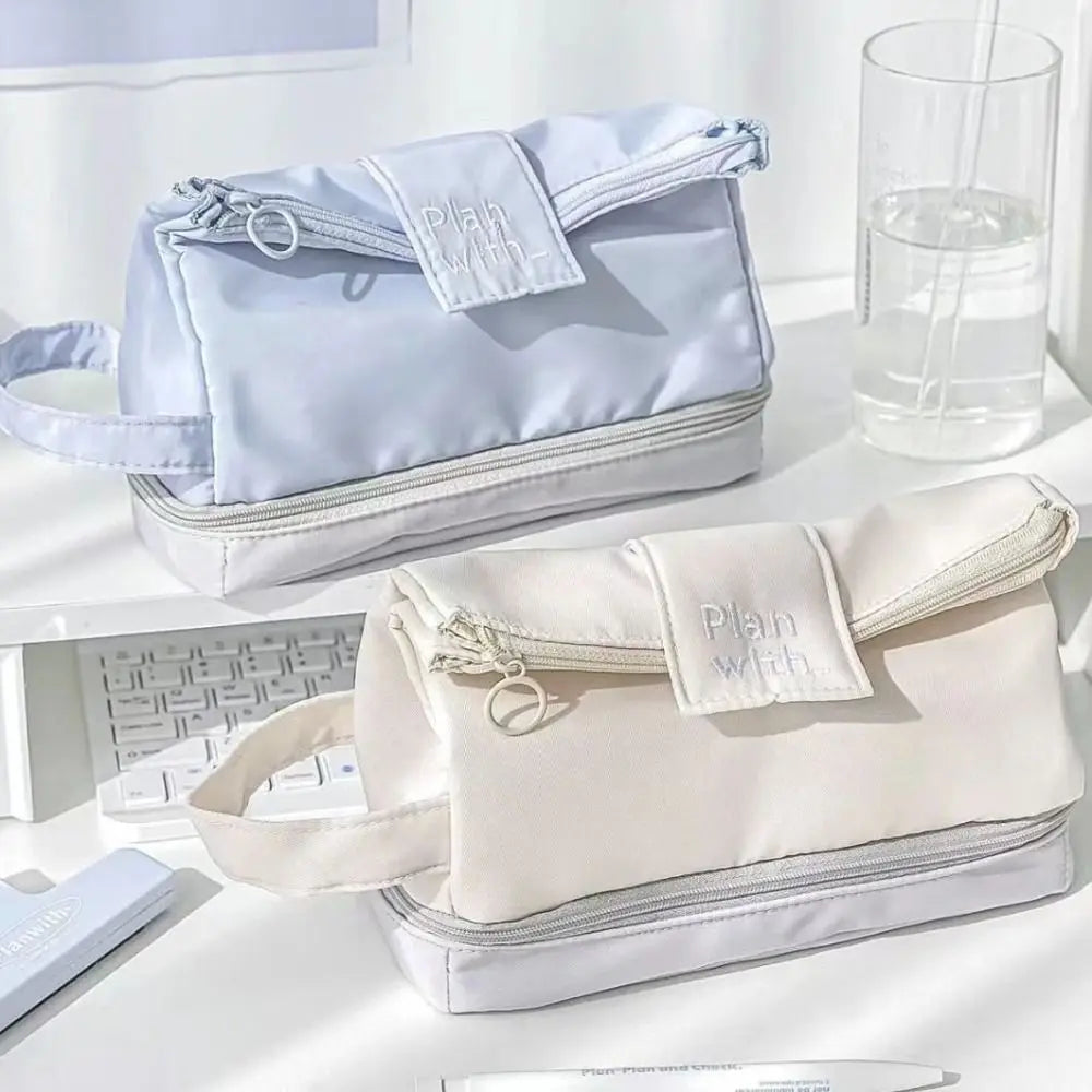 Foldable Double Layer Pencil Case – Large Capacity Pen Bag Pencil Case HIP