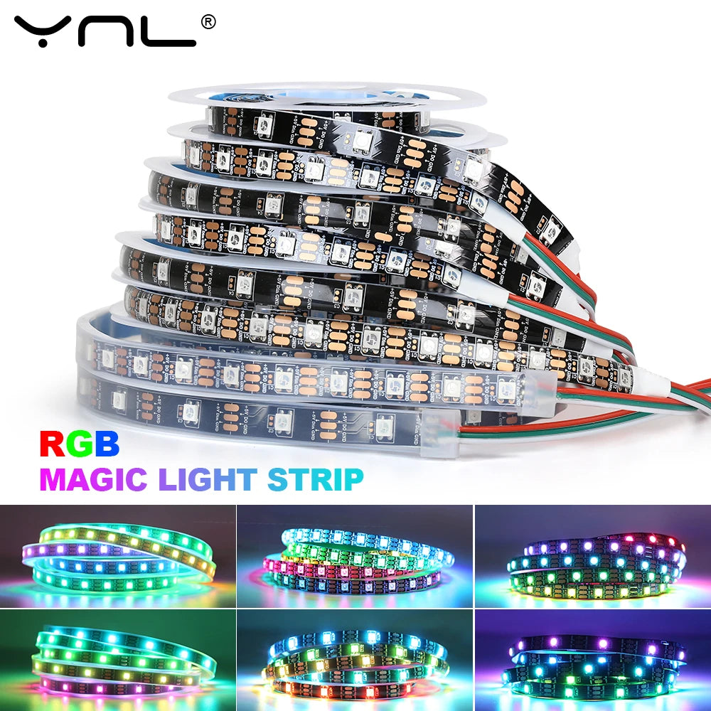WS2812B RGB LED Strip DC5V Individually Addressable Smart Light Smart LED Strip Light HIP Remote Control 30leds-Meter IP67|3m