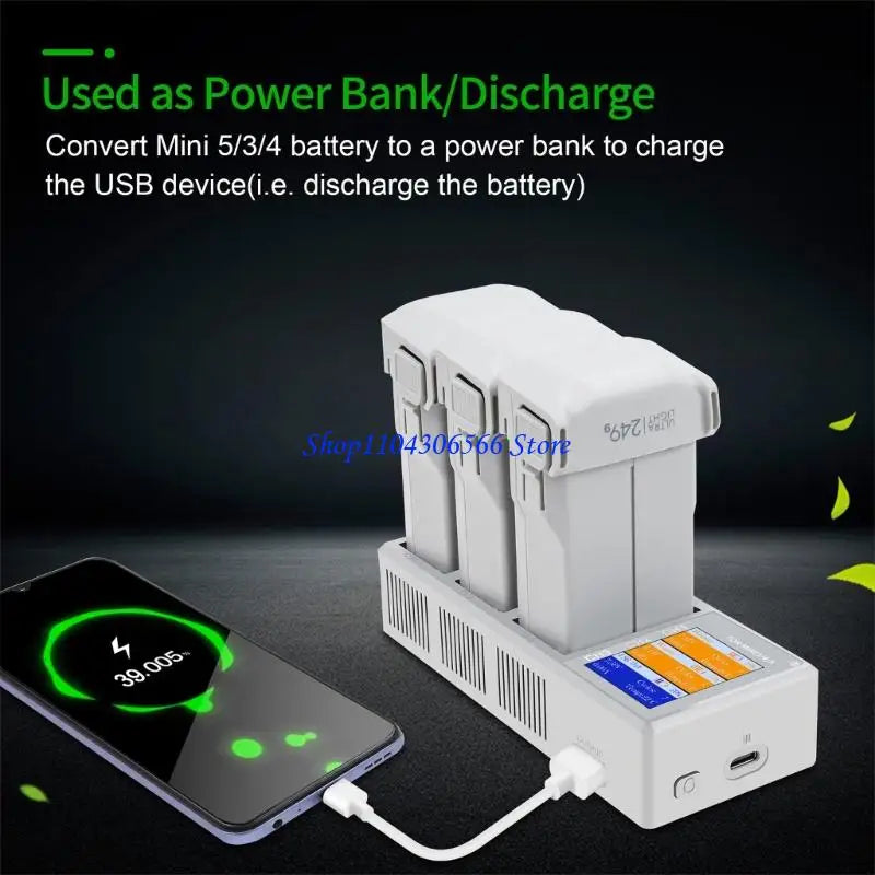 100W 3-Way Drone Battery Charging Station for DJI Mini 5/4/3 Pro Drone Battery Charger HIP