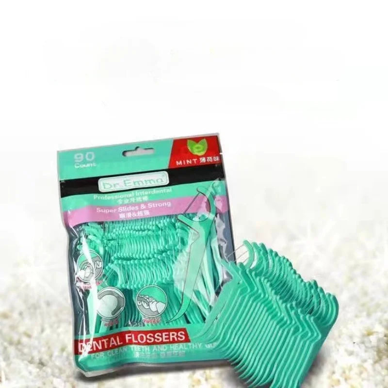 90pcs Dental Floss Flosser Picks Toothpicks Teeth Stick Tooth Cleaning Interdental Brush Dental Floss Pick HIP