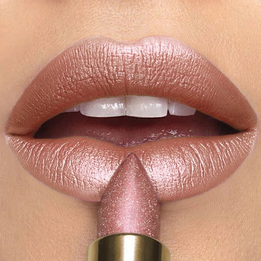 16 Colors 1PC Metallic Glitter Shiny Lipstick Lip Tint, Waterproof Senior Matte Lip Makeup Gifts for Women Cosmetic Lip Glaze HIP 116