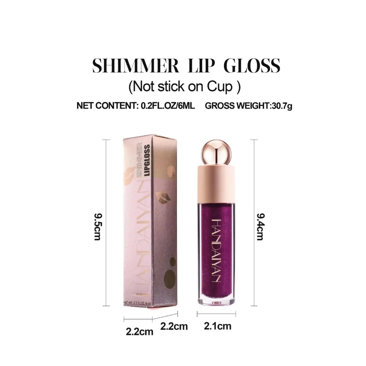 Handaiyan Shimmer Lip Gloss – Matte Glitter Tint, Waterproof Shimmer Lip Gloss HIP