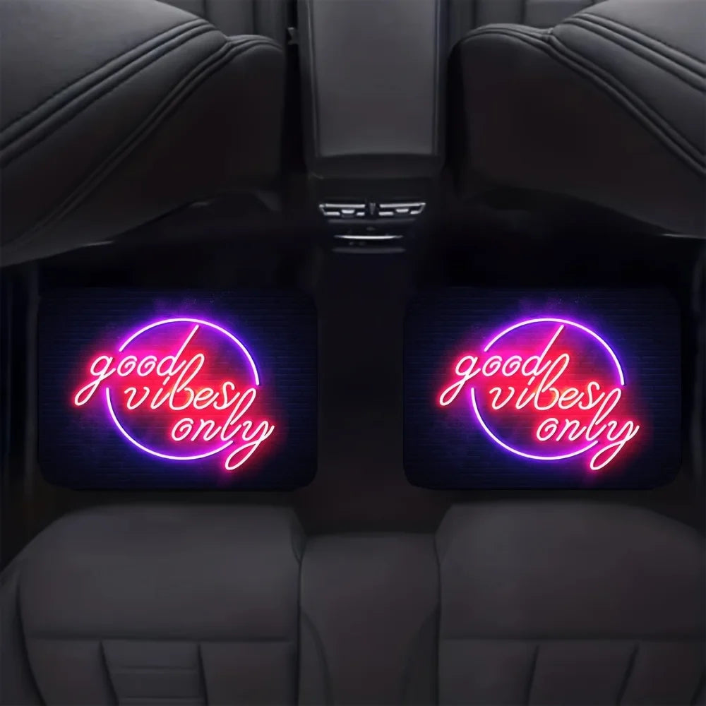 4-Piece UV Reactive Good Vibes Only Flannel Car Floor Mats Car Floor Mats HIP