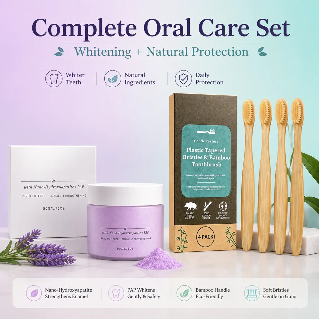 Mint Tooth Cleaning Powder & Bamboo Toothbrush Set – 50g Oral Care Set HIP