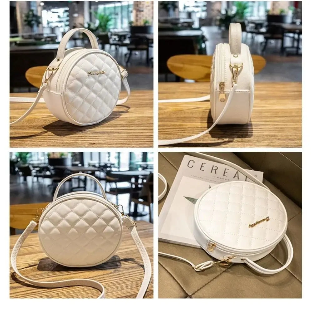 Embroidered Round Crossbody Bag – PU Leather Women's Purse Crossbody Shoulder Bag HIP