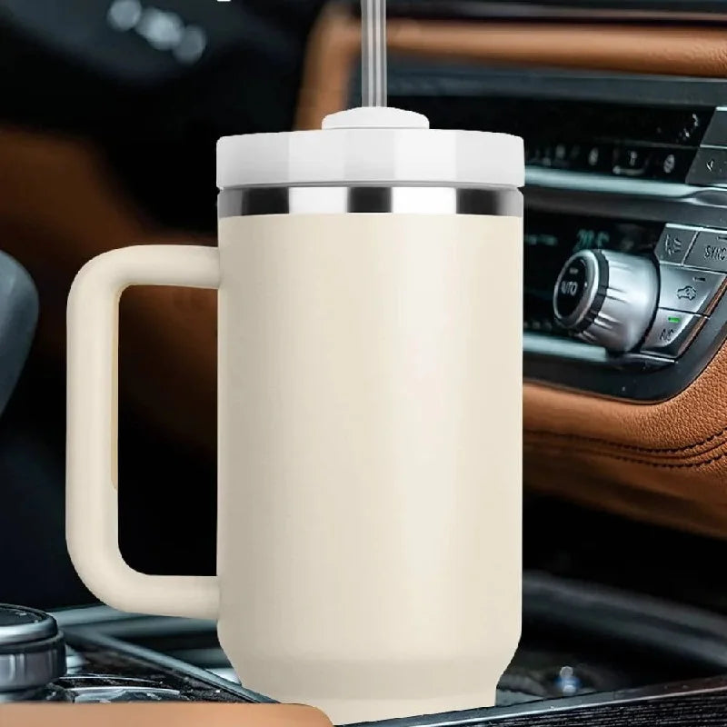 40oz Insulated Tumbler with Handle & Straw – Stainless Steel Insulated Tumbler HIP