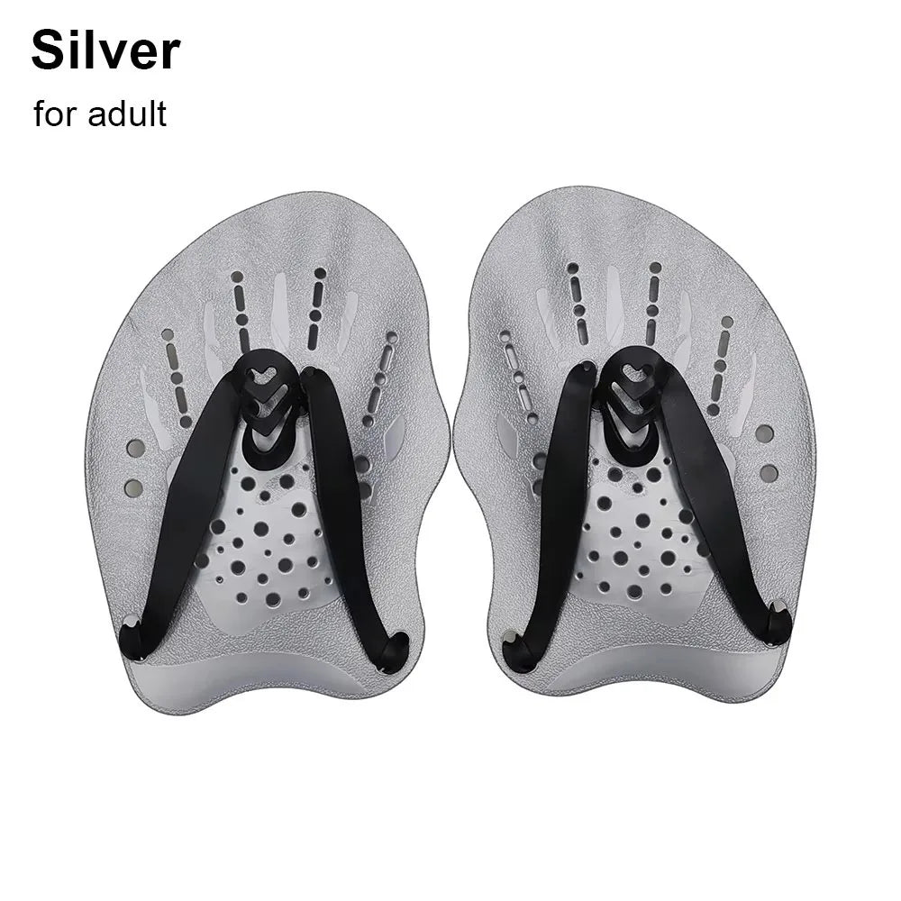 Freestyle Swim Hand Paddles – Kids & Adults | Silicone Straps Swim Training Paddles HIP silver for adult