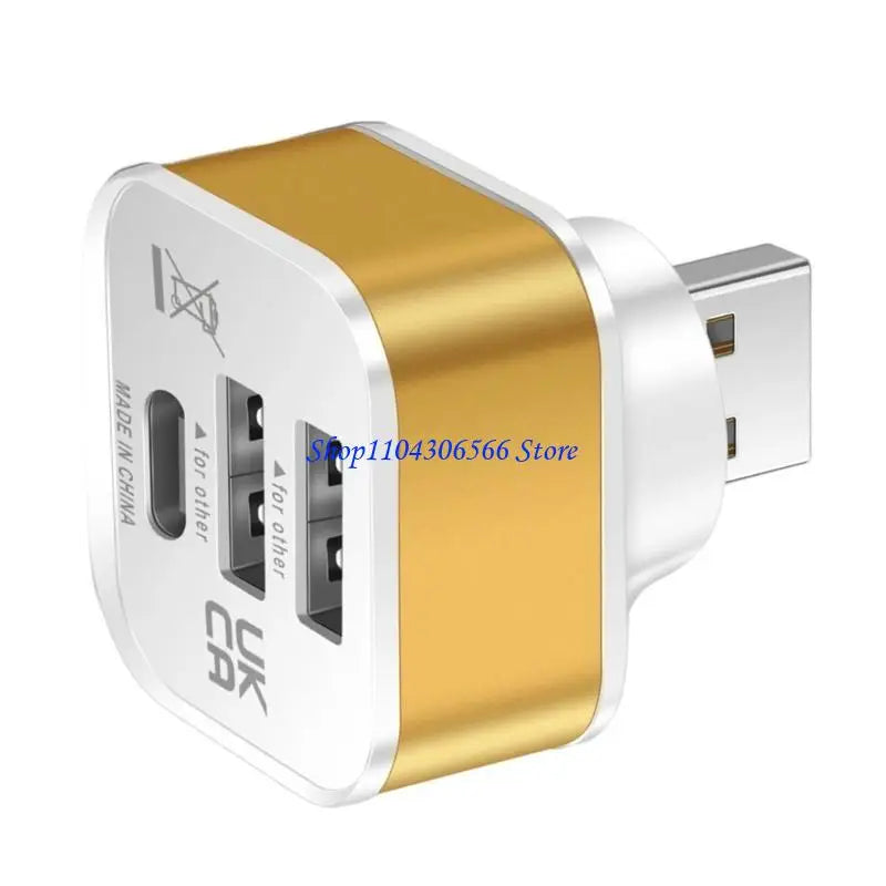 3-Port USB Splitter – Dual USB-A & USB-C Charging Adapter USB Charging Splitter HIP