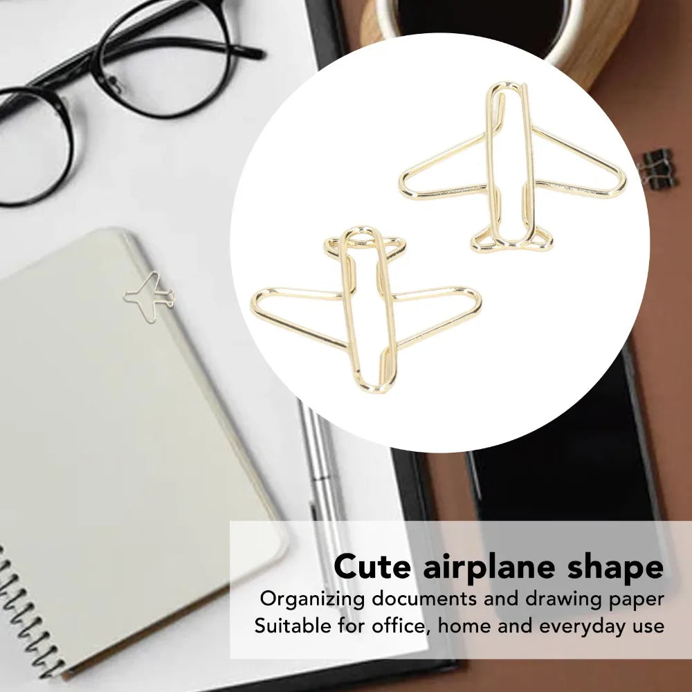 100-Pack Gold Airplane Paper Clips – Jumbo 30x28mm | HIP Novelty Paper Clips HIP
