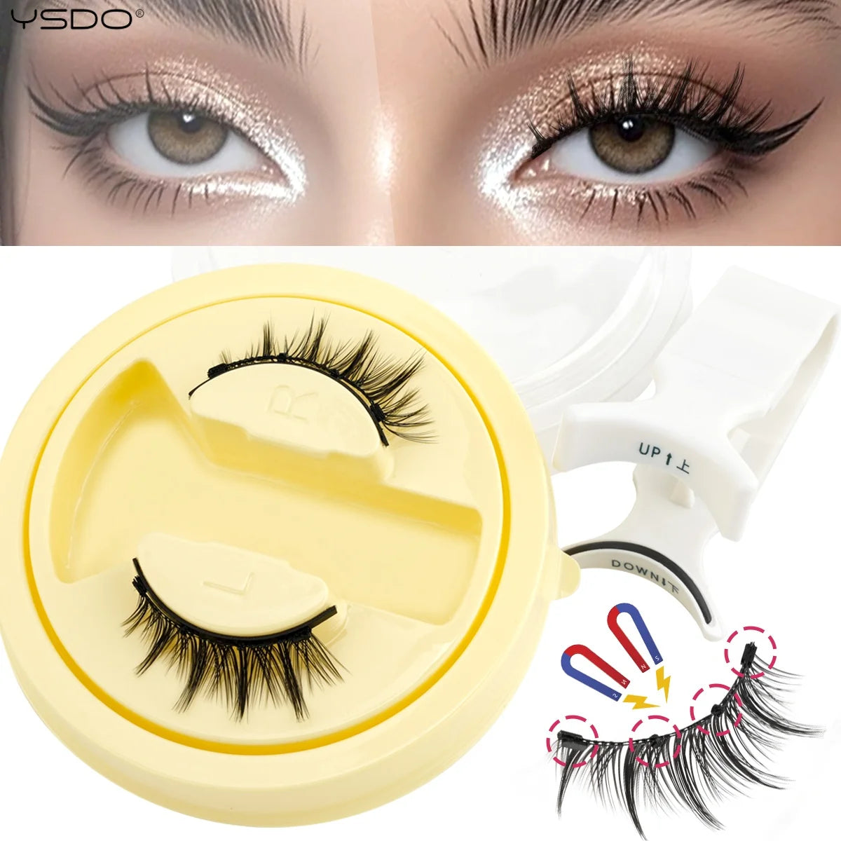 1 Pair 3D Magnetic Eyelashes Set with Reusable Lshes Tweezers Natural Soft False Lashes Eyelash Extension Tools Kit HIP