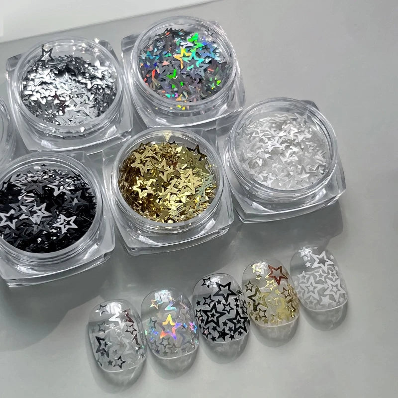 Ultrathin Laser Hollow Pentagram Sequin Butterfly Round Star Heart Glitter Powder Nail Art Accessories Decorations Manicure Tool HIP