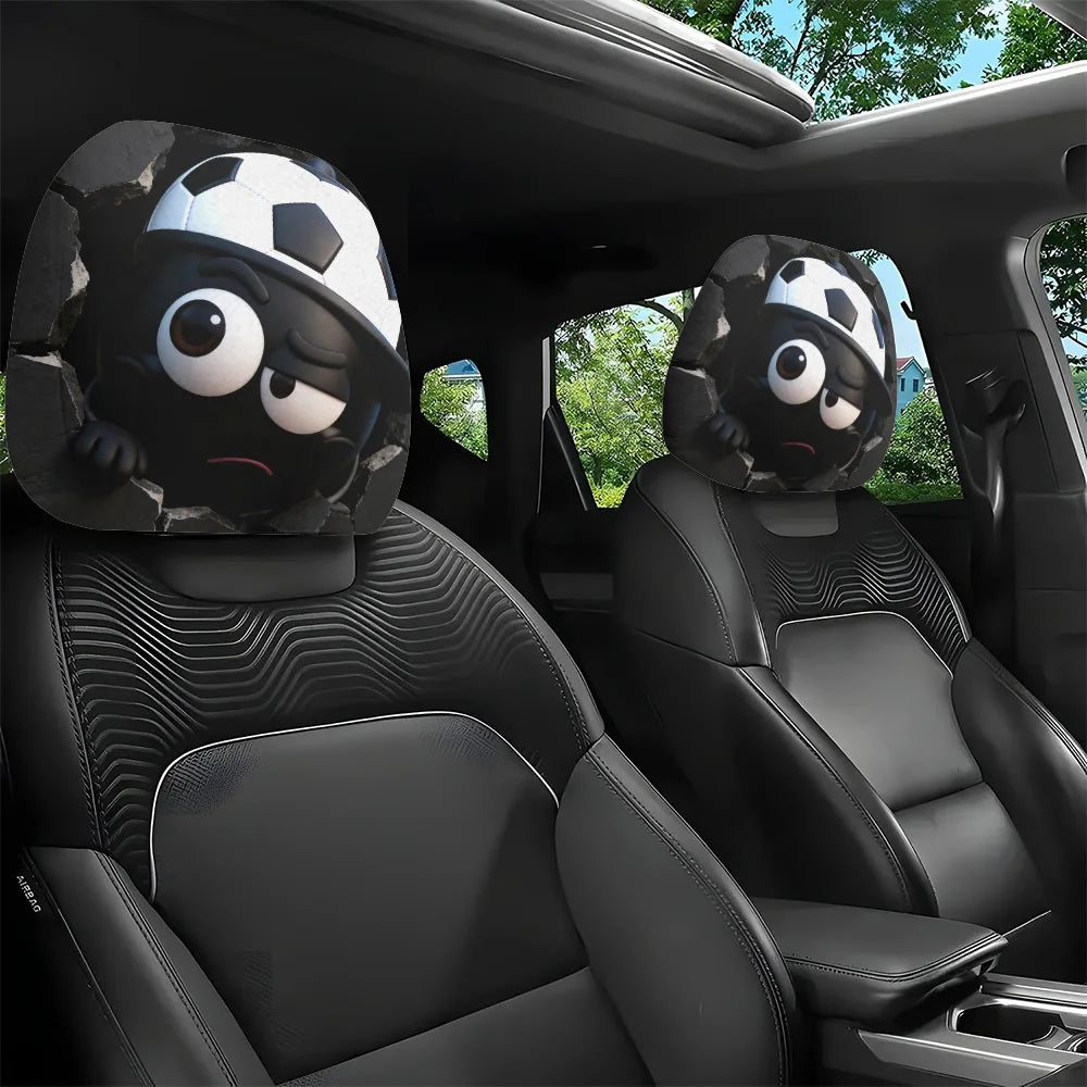 2-Pack Soccer Cartoon Car Headrest Covers | Easy Install & Wash Car Headrest Covers HIP