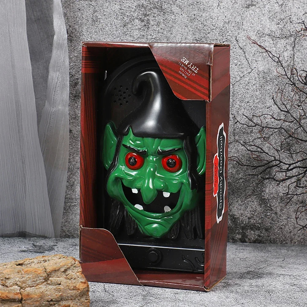 Funny Popping Tongue Glowing Eyes Doorbell Hanging Prop Haunted House Party Pumpkin Witch Skull Design Spooky Halloween Doorbell HIP