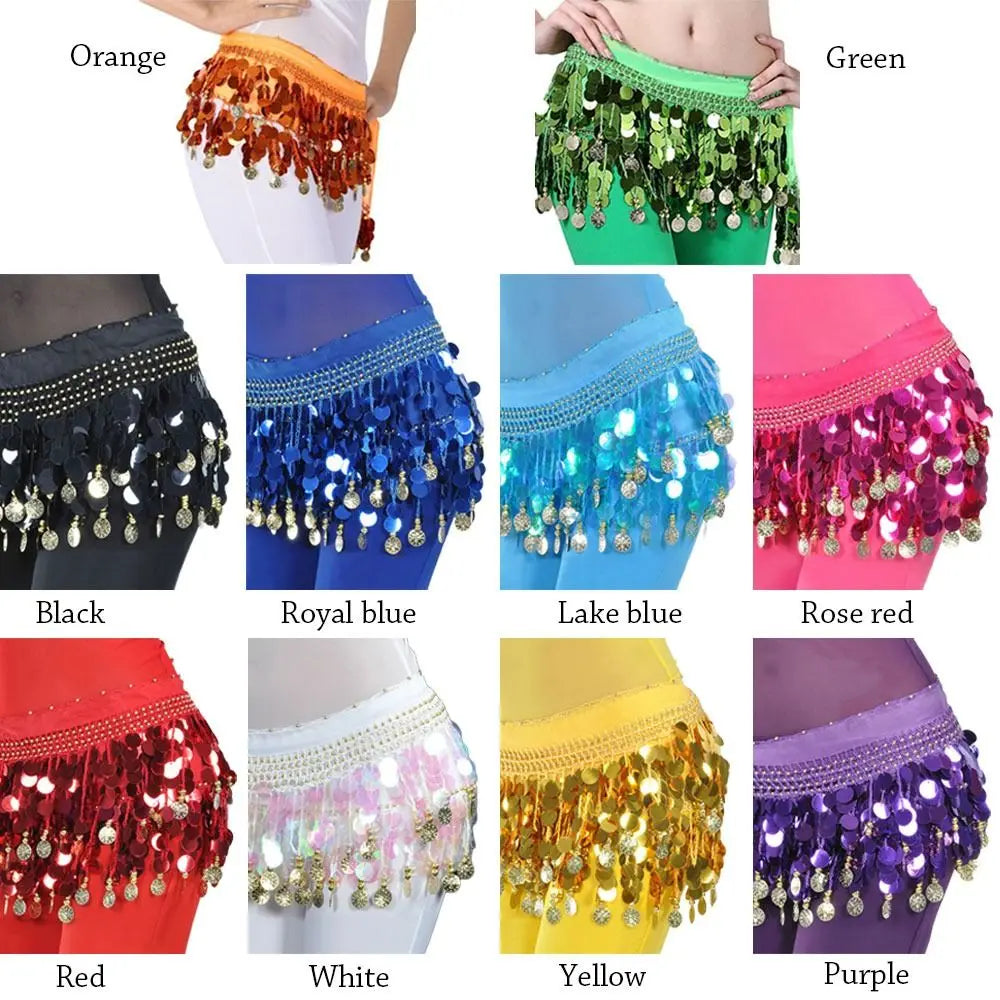 Sequin Tassel Belly Dance Hip Scarf Wrap Belt Skirt Belly Dance Costume HIP
