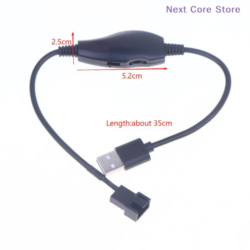 USB 5V to 12V 4-Pin PWM Fan Power Adapter Cable + Speed Switch Fan Power Adapter Cable HIP