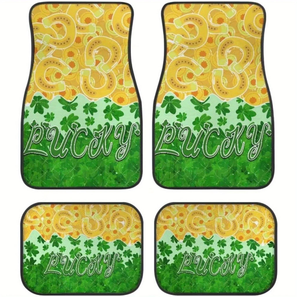 Lucky Clover Car Floor Mats 4-Piece Set – Trucks, SUVs & Vans Car Floor Mats HIP black