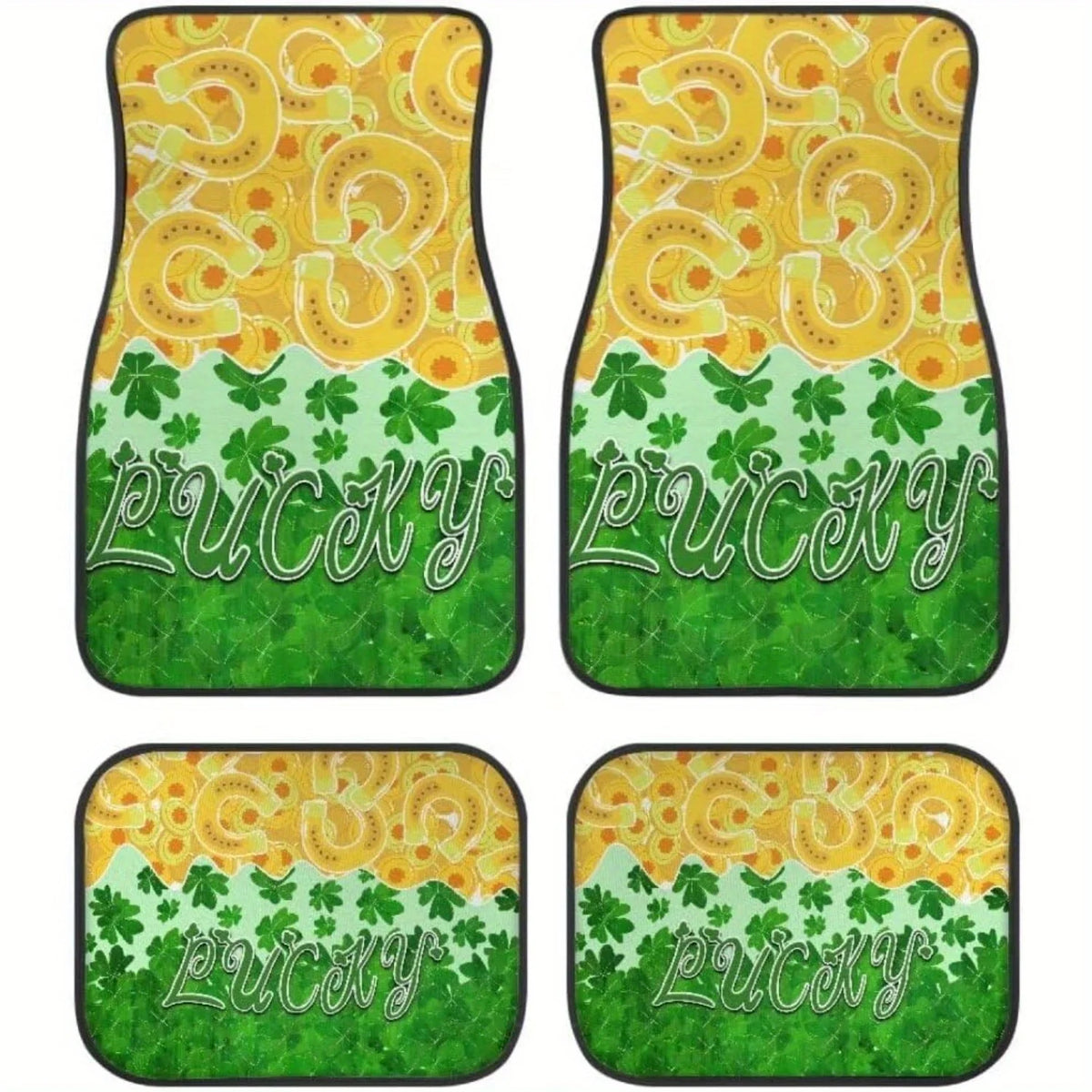 Lucky Clover Car Floor Mats 4-Piece Set – Trucks, SUVs & Vans Car Floor Mats HIP black