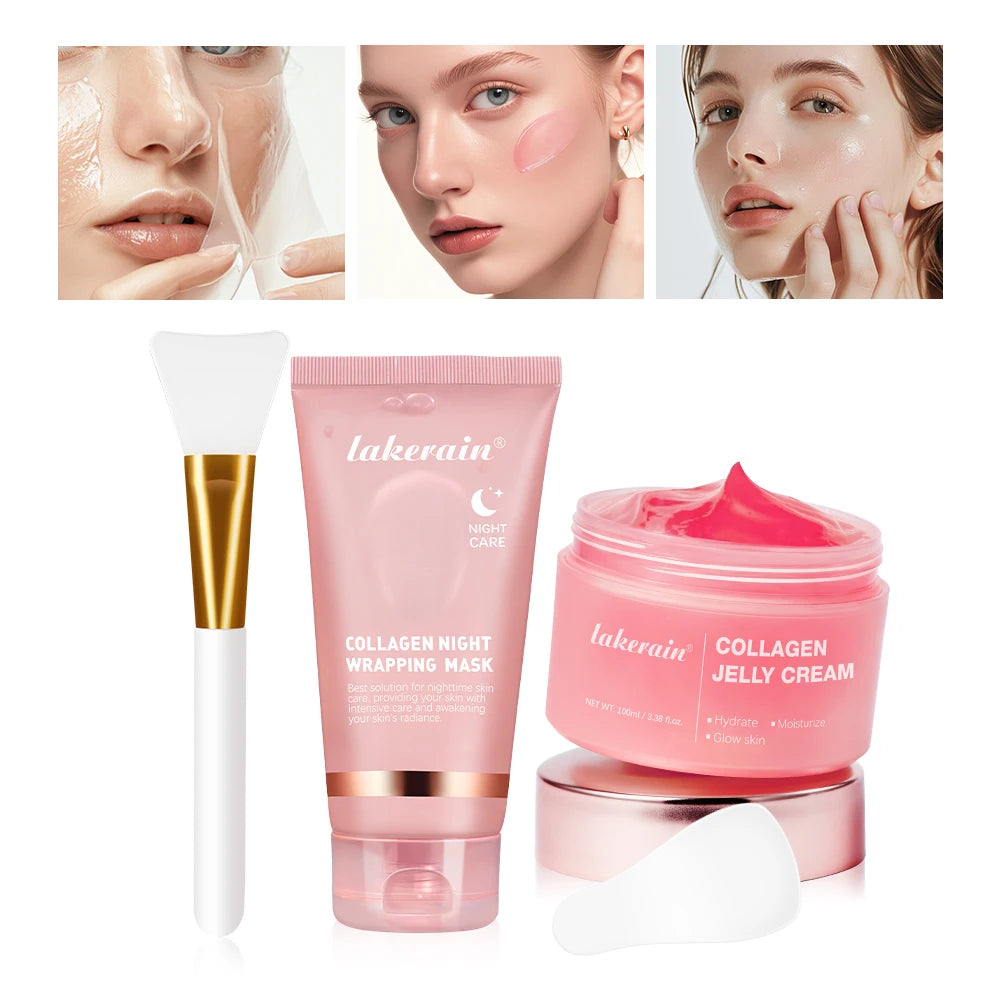 Collagen Jelly Cream Hydrolyzed Collagen Overnight Facial Mask Wrapping Peel-Off Mask Hydrating Firming Moisturizing SkinCare HIP
