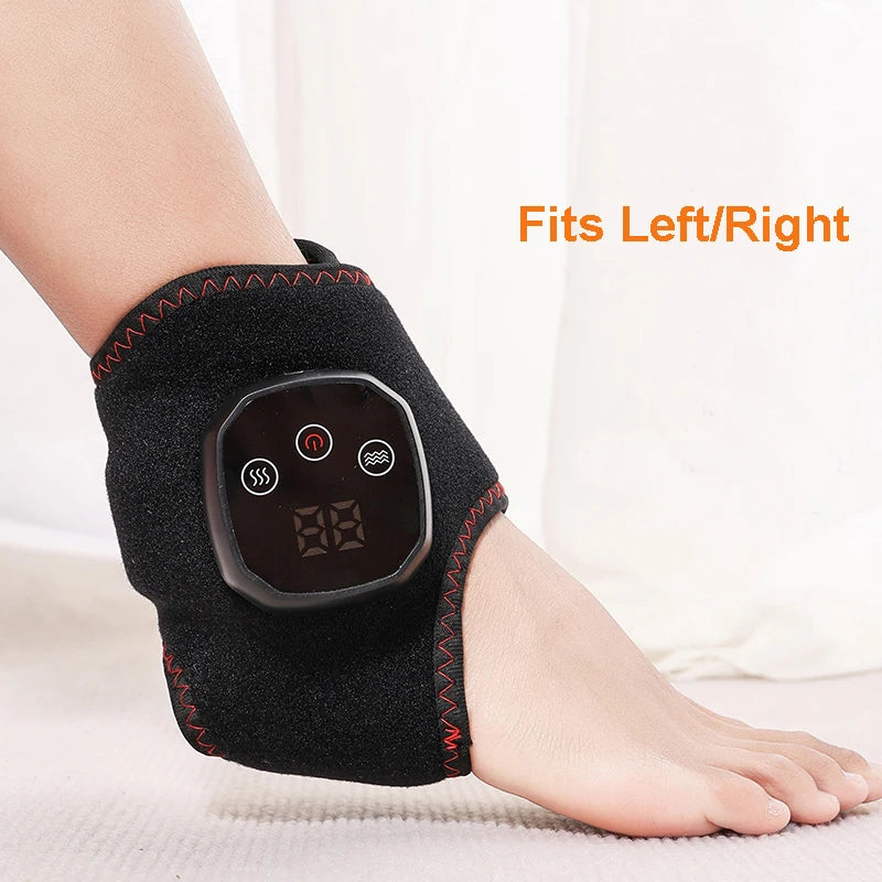 Heated Cordless Foot & Ankle Massager – Vibrating Wrap Pad Foot & Ankle Massager HIP Black USB Type-C