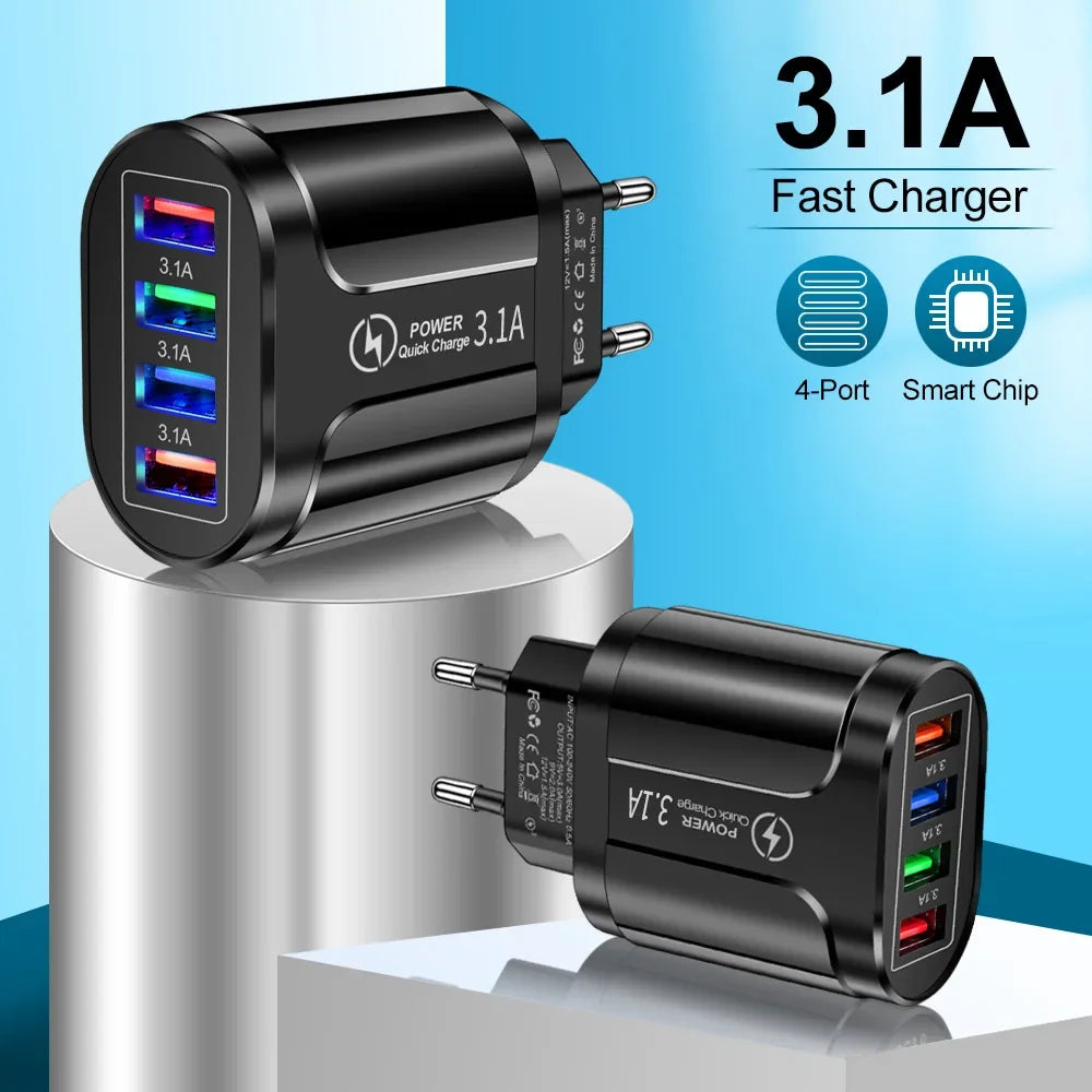 OLPAY 4-Port 45W USB Wall Charger – EU/US Plug Adapter USB Wall Charger HIP