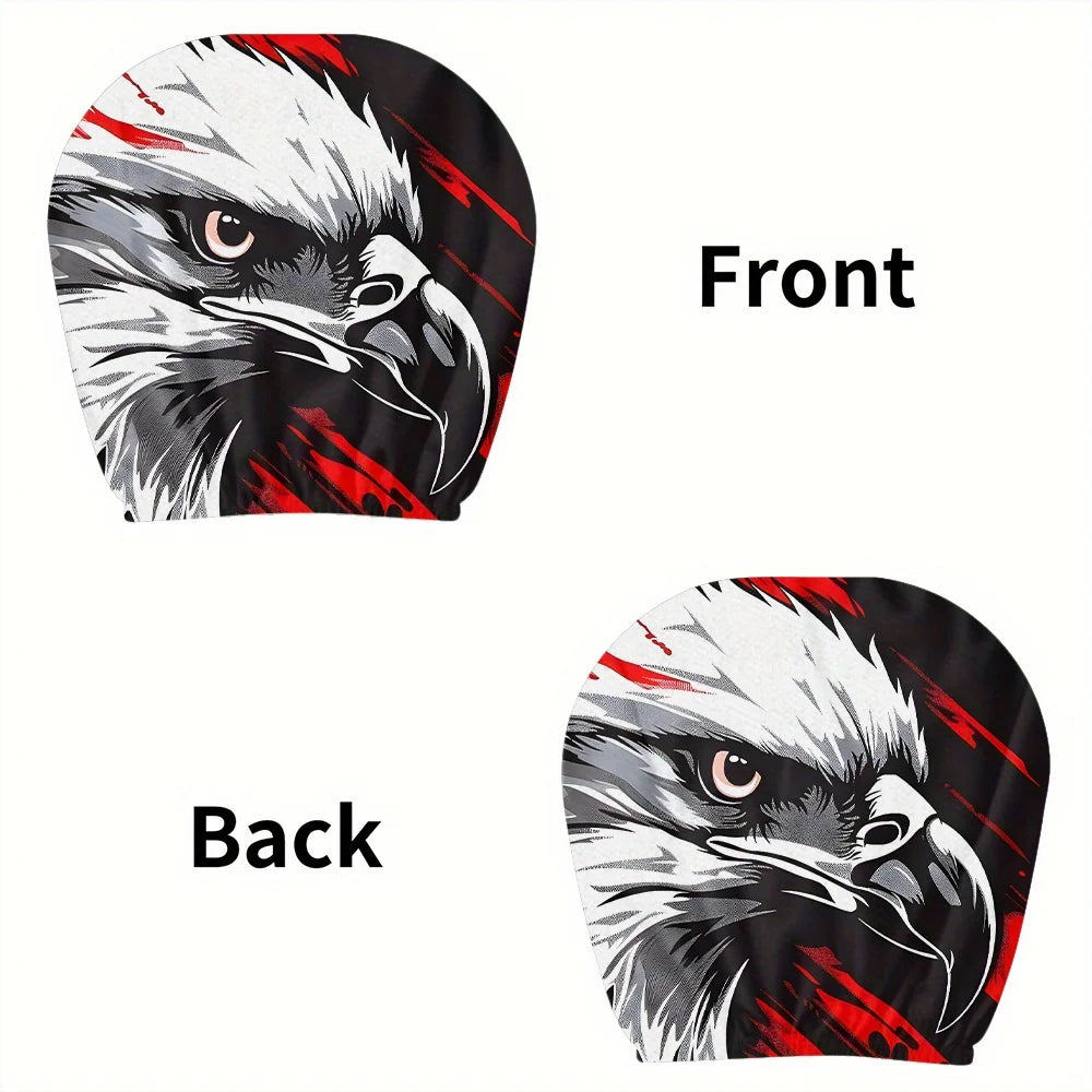 Bold Eagle Print Car Headrest Covers – Universal Set of 2 Car Headrest Covers HIP black