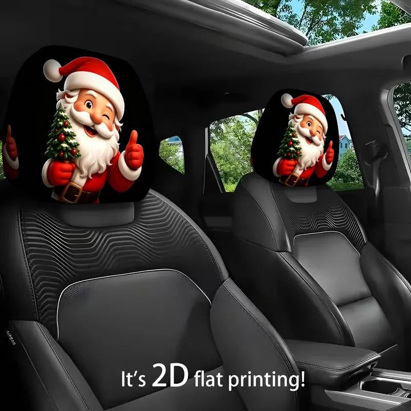 Santa Claus Christmas Car Headrest Covers Set of 2 | Holiday Car Seat Cover HIP