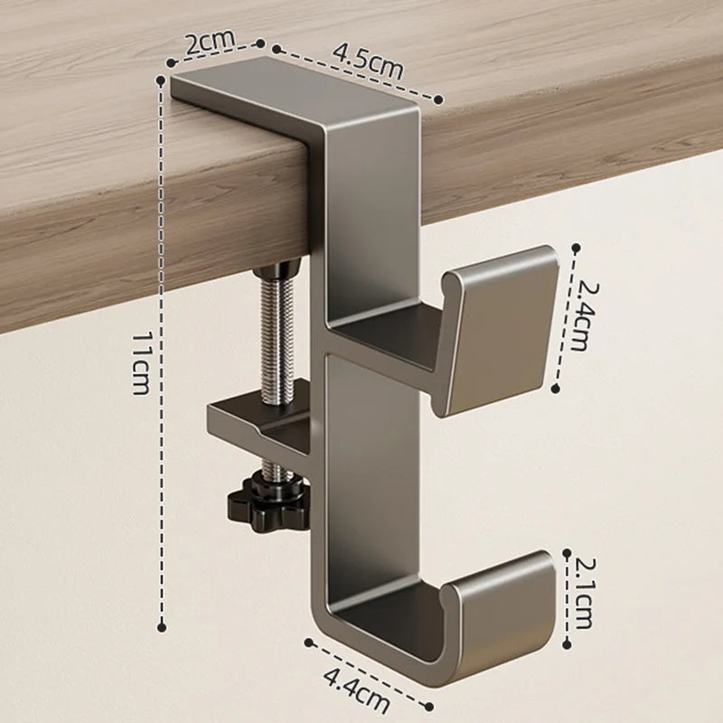 Adjustable Desk Edge Hook – Headset & Bag Hanger Organizer Desk Hook Organizer HIP Gray