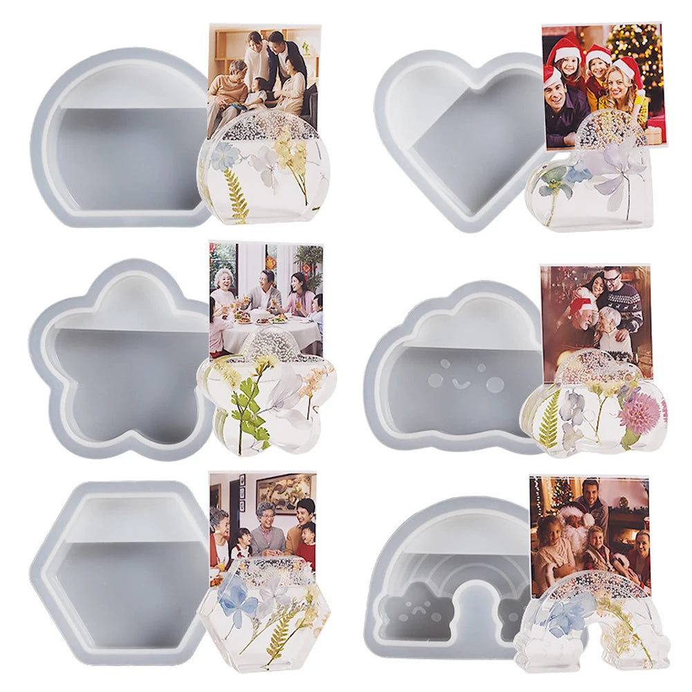 Creative Card Holder Silicone Mold DIY Heart Card Clip Making Plaster Epoxy Resin Concrete Casting Molds Office Desktop Decor HIP
