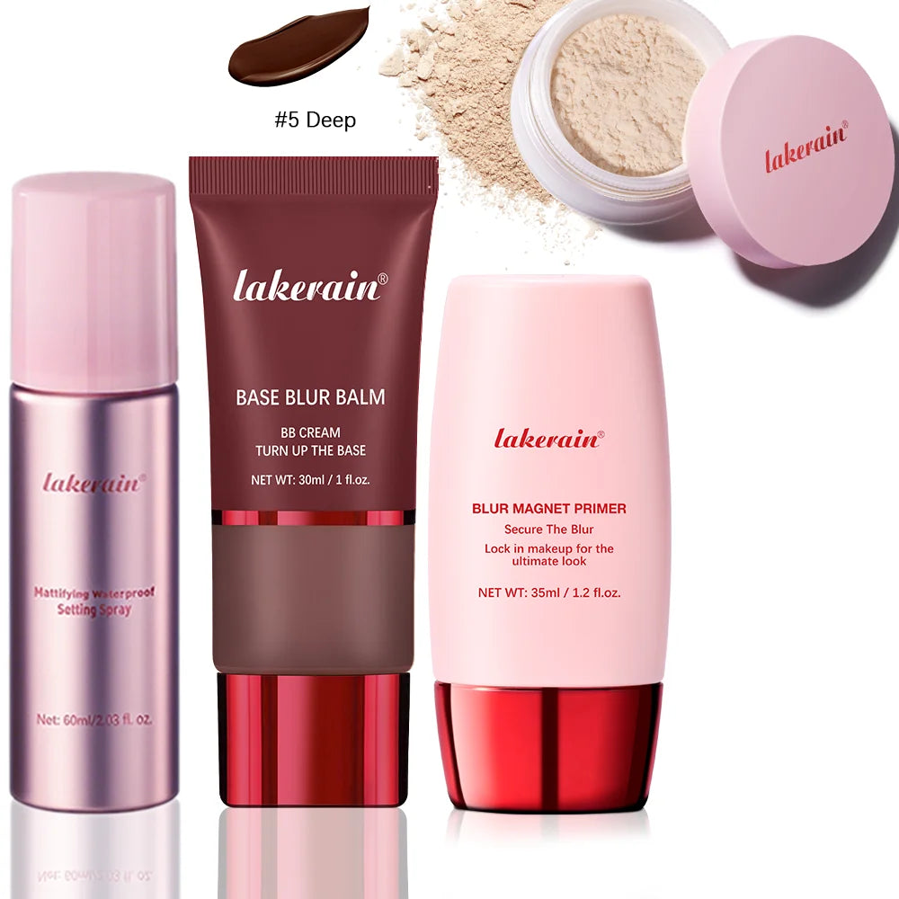 Ultimate Blurring Setting Powder Travel Size Set Waterproof Setting Spray Blur Magnet Primer BASE BLUR BALM Oil Control Kit HIP 5 deep set2