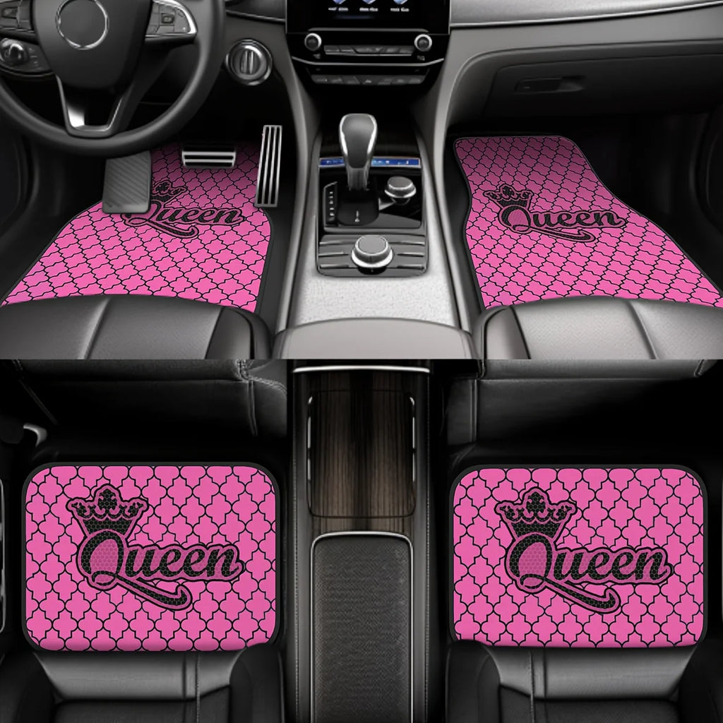 Pink Queen Crown Car Floor Mats – 4pc Set | SUV, Van & Truck Car Floor Mats HIP