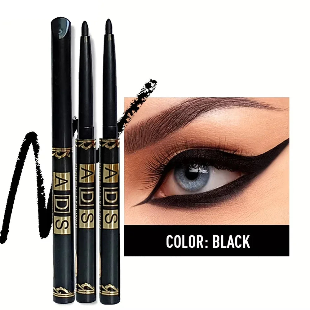 3Pcs Waterproof & Sweat-Proof Black Eyeliner Pencil - Long-LastingSmudge-Proof for Bold Eye Makeup, Easy Glide Formula for Perfe HIP 3Pc Black Gel