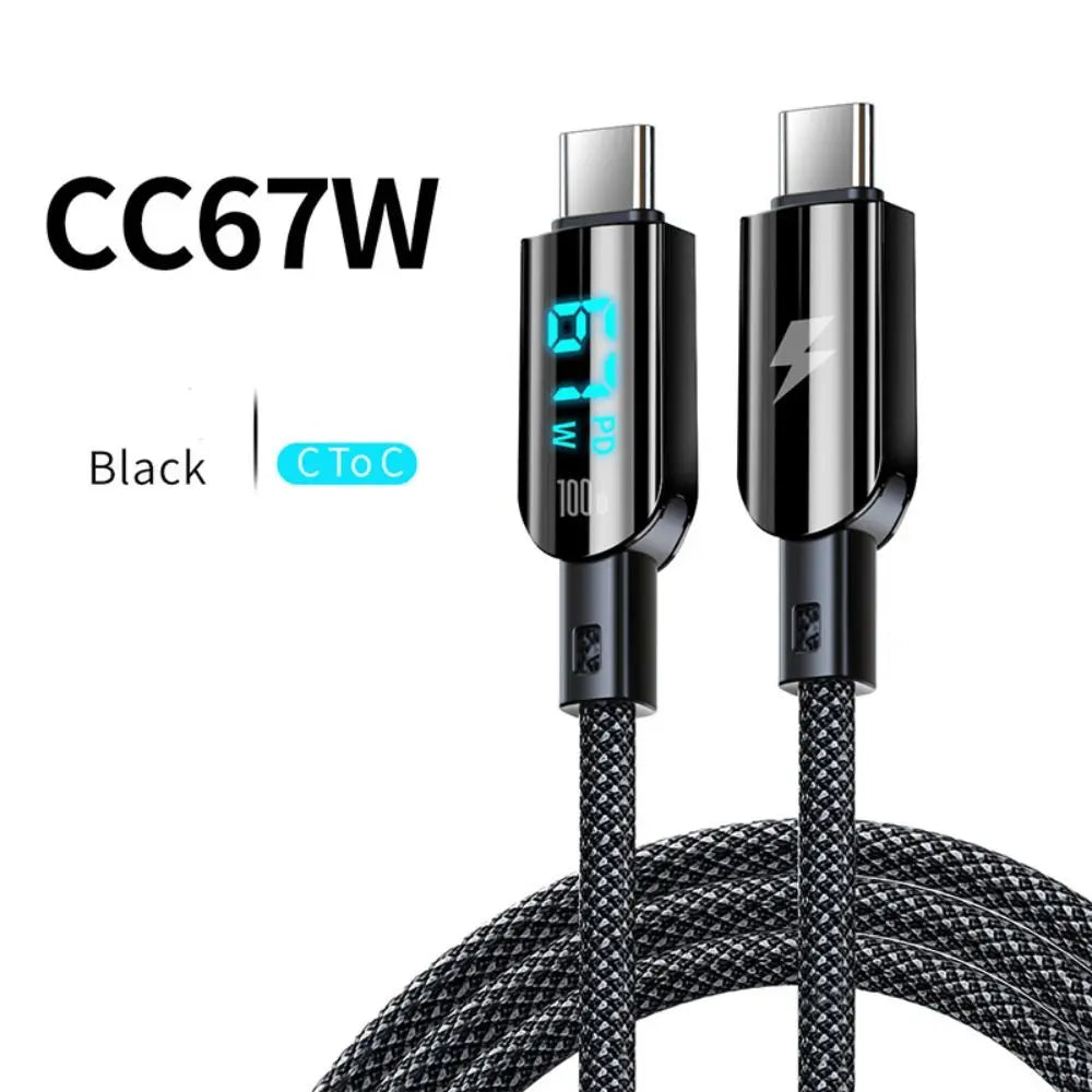 100W USB-C Fast Charge Cable with Digital Display – 1.2M USB-C Charging Cable HIP 2