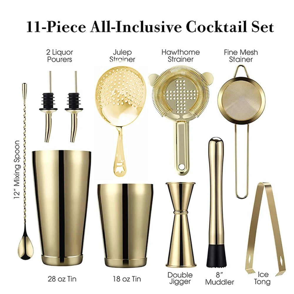 8-Piece Cocktail Shaker Bar Set – Stainless Steel Bartender Kit Cocktail Bar Set HIP