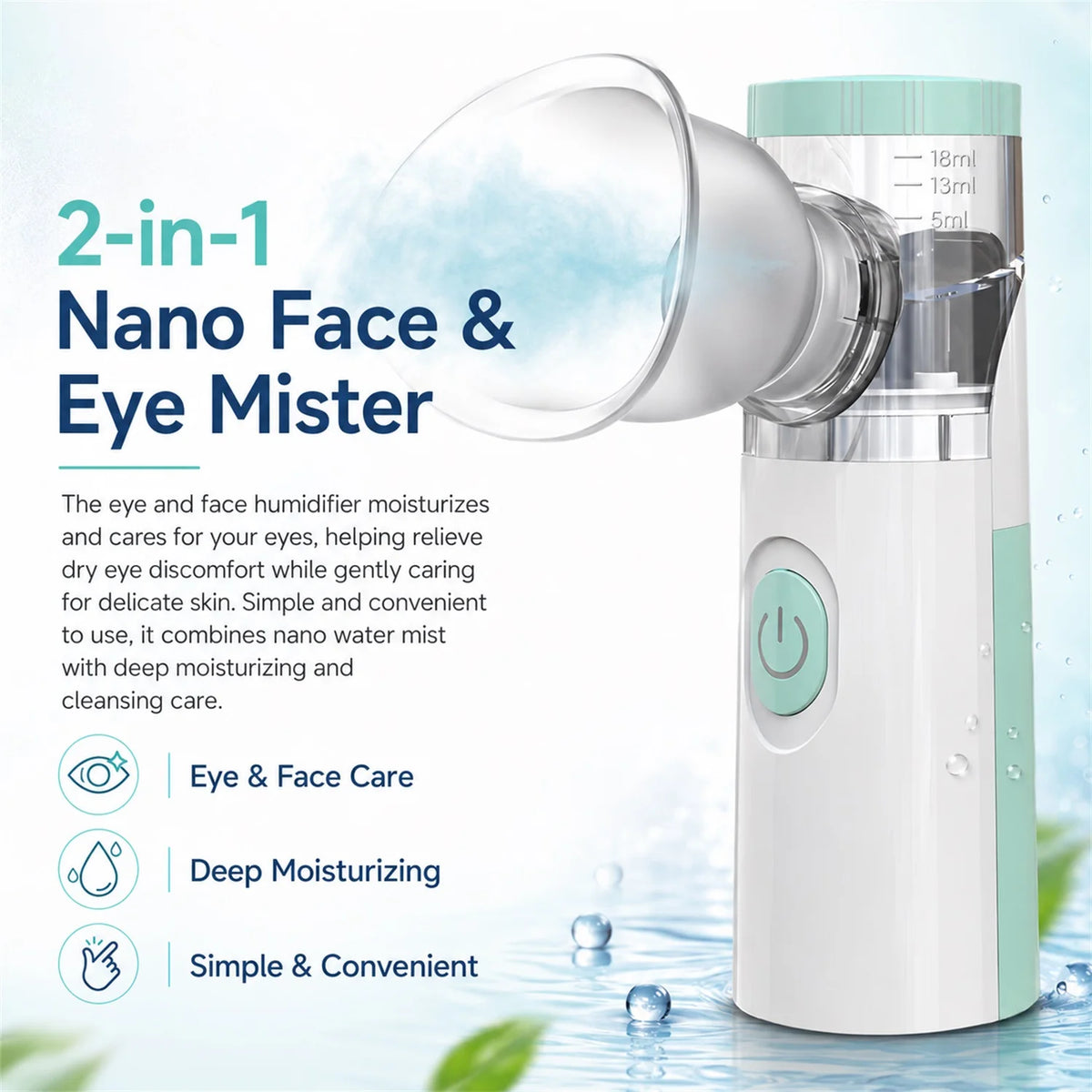2-in-1 Mesh Facial Mist Sprayer & Eye Humidifier | Deep Hydration Facial Mist Sprayer HIP