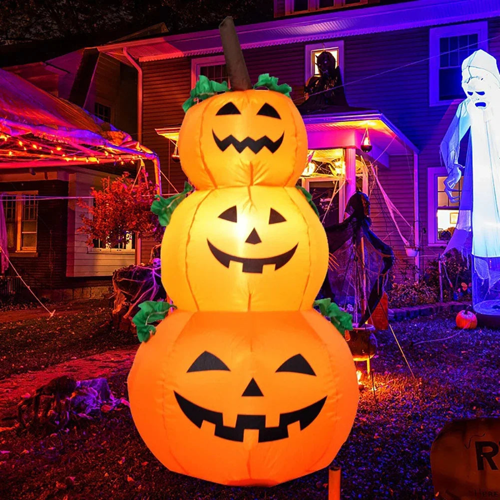 1/1.2m Self-Inflating Ghost & Pumpkin Inflatable Decoration USB Powered Halloween Airblown for Outdoor Yard Garden Party Decor HIP