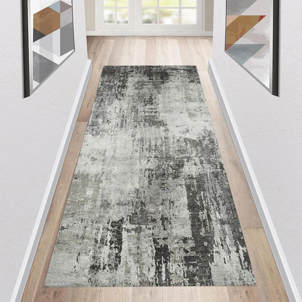 Modern Abstract Gray Runner Rug – Non-Slip Washable Mat Runner Rug HIP 1 50X150cm-Felt