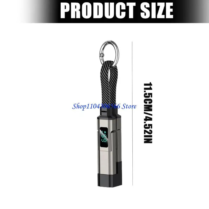 Keychain USB-C Cable – Digital Display & Zinc Alloy | 40Gbps USB-C Keychain Cable HIP