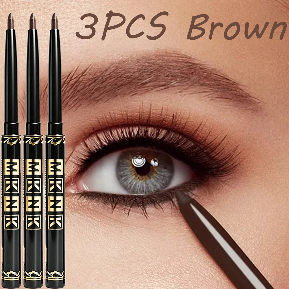 1/2/3pcs Automatic Retractable Eyeliner Gel Pens Smooth Application High-Pigment Matte Waterproof Lasting Under Eye Glue Makeup HIP 3Pc Brown MKNK