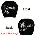 2-Pack Floral Printed Car Headrest Covers – All-Season Protectors Car Headrest Cover HIP black