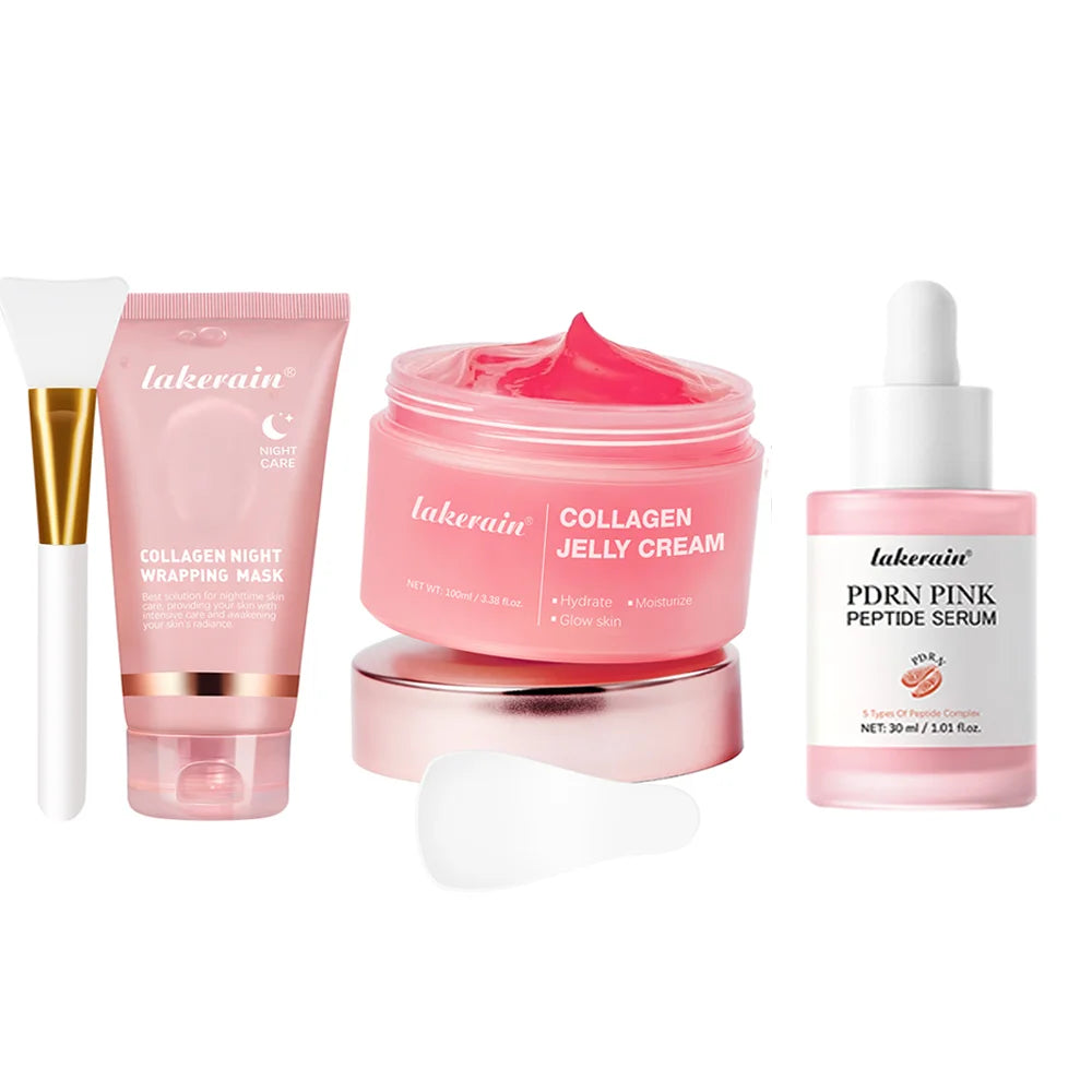 4pcs/set Collagen Jelly Cream Peel-Off Mask Salmon Collagen essence Collagen Overnight Facial Mask Wrapping Firming Moisturizing HIP 4pcs1set