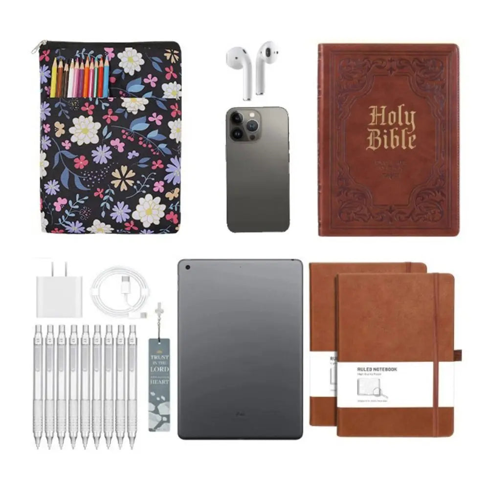Portable Bible Cover Bag – Zippered Multi-Pocket Carrying Case Bible Carrying Case HIP
