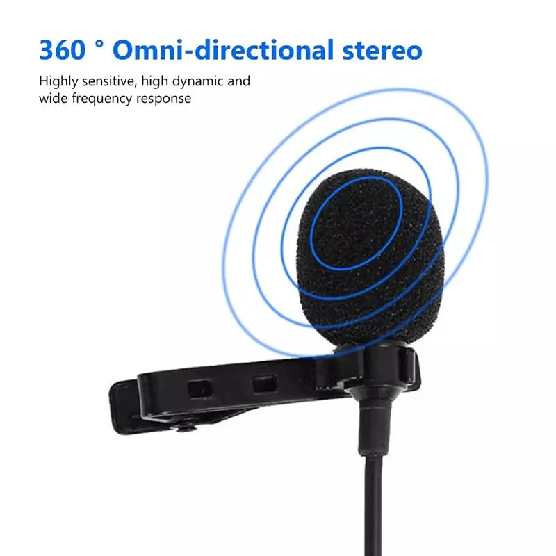 Mini Lavalier Clip-On Condenser Mic – USB, 3.5mm & Type-C Lavalier Microphone HIP