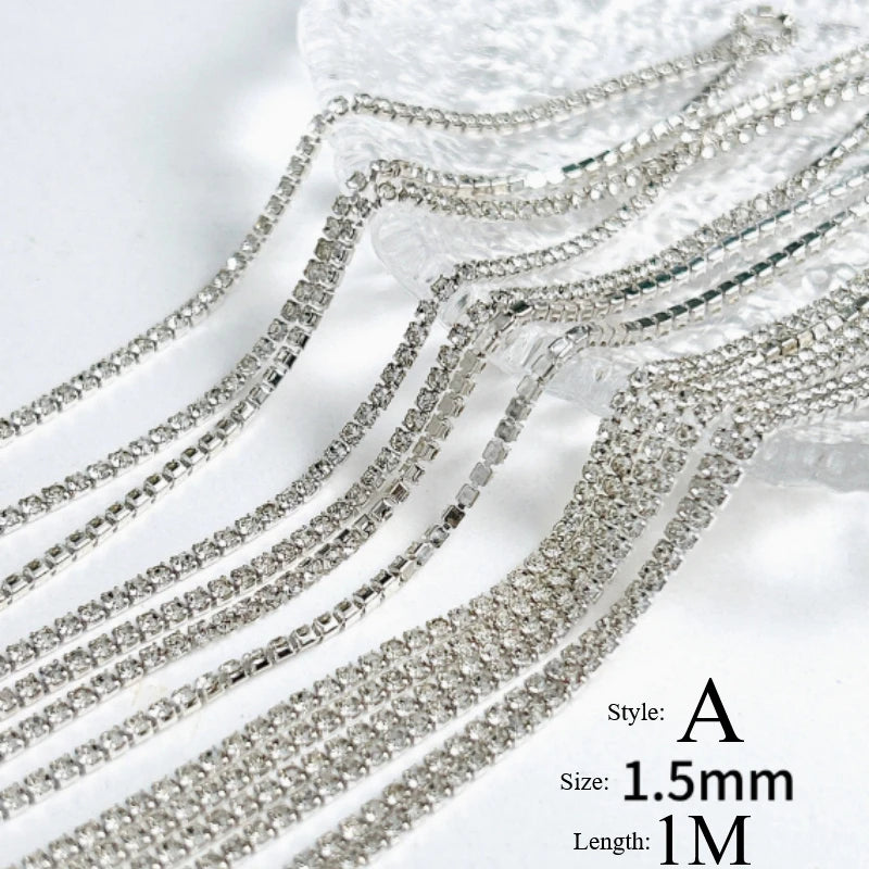 100cm Nail Bracelet Jewelry Metallic And Gold-Colored Chain For Retro Punk Style Nail Accessories Nail Decoration Fittings HIP A silver