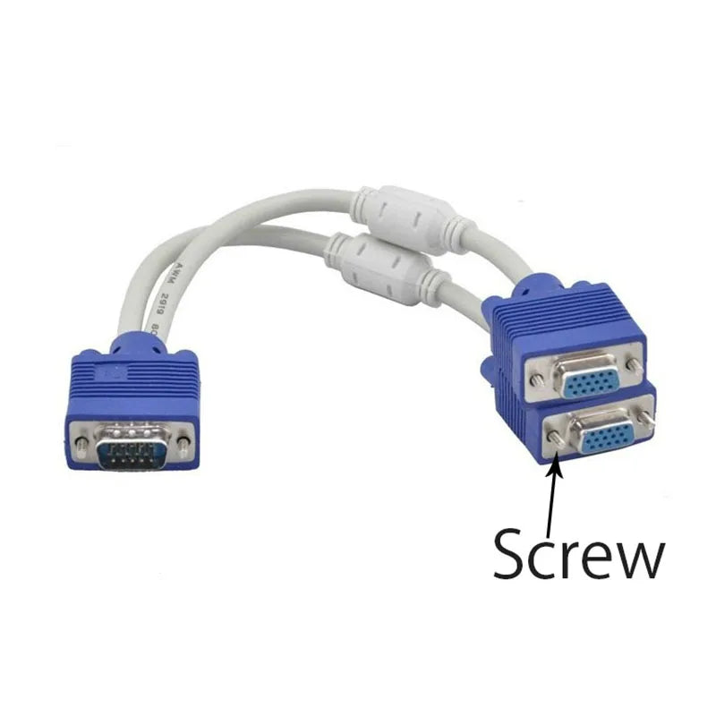 VGA Splitter Cable 1 Male to 2 Female – Dual Monitor Adapter VGA Splitter Cable HIP