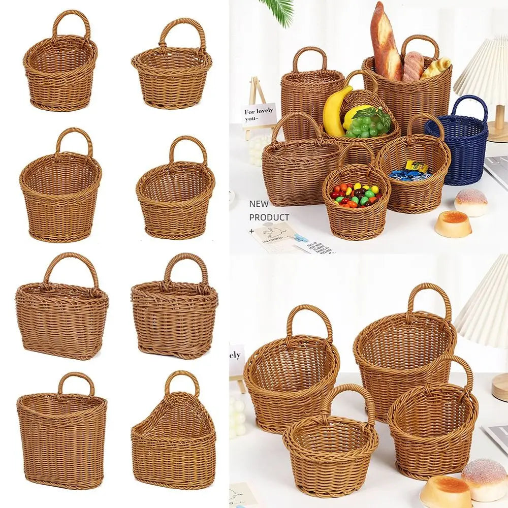 Hand-Woven Imitation Rattan Hanging Storage Basket – Brown Storage Basket HIP