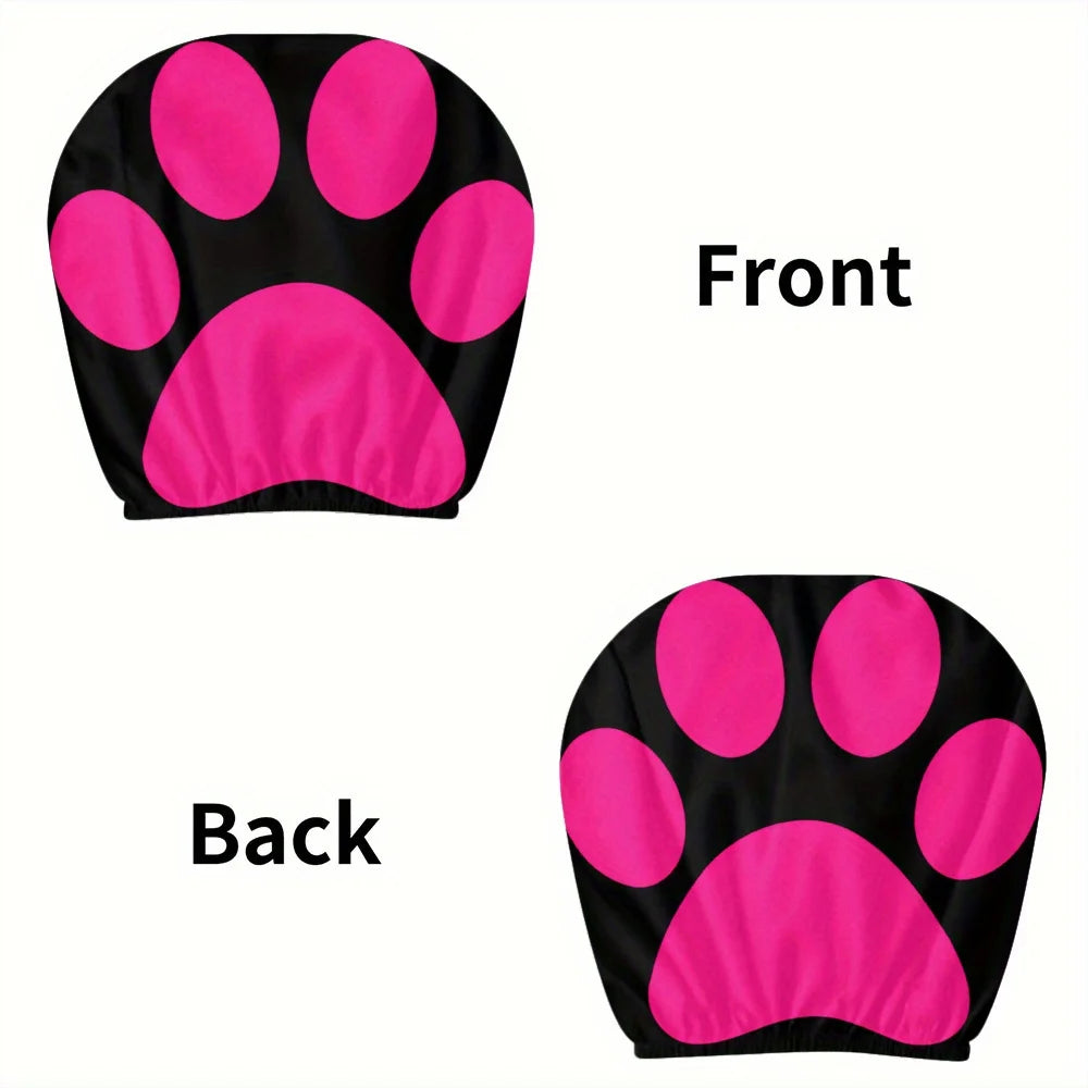 2-Pack Pet Paw Print Car Headrest Covers – All-Weather Car Headrest Covers HIP 1
