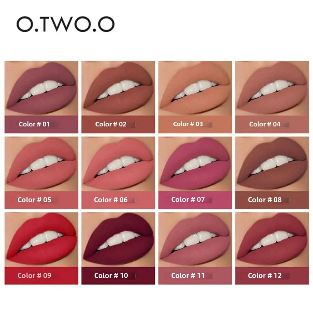 O.TWO.O 2-in-1 Matte Lipstick & Lip Gloss – 12 Colors Matte Lipstick Gloss HIP