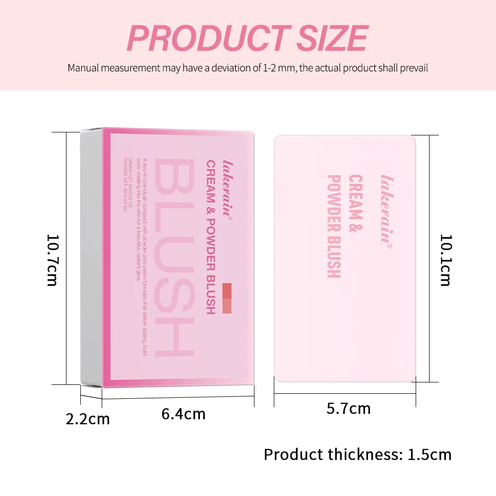 Creme & Powder Blush Duo Long Wearing Matte & Dewy Finish High Pigment Pink Candy Peach Blush Palette Vibrant Orange Red Blush HIP