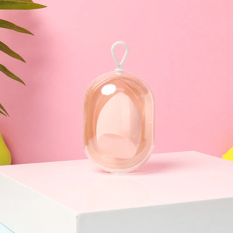 Cosmetic Egg With Storage Box Beauty Sponge Stand Storage Case Dry And Wet Powder Puff Box Puff Case With Make Up Egg HIP pink