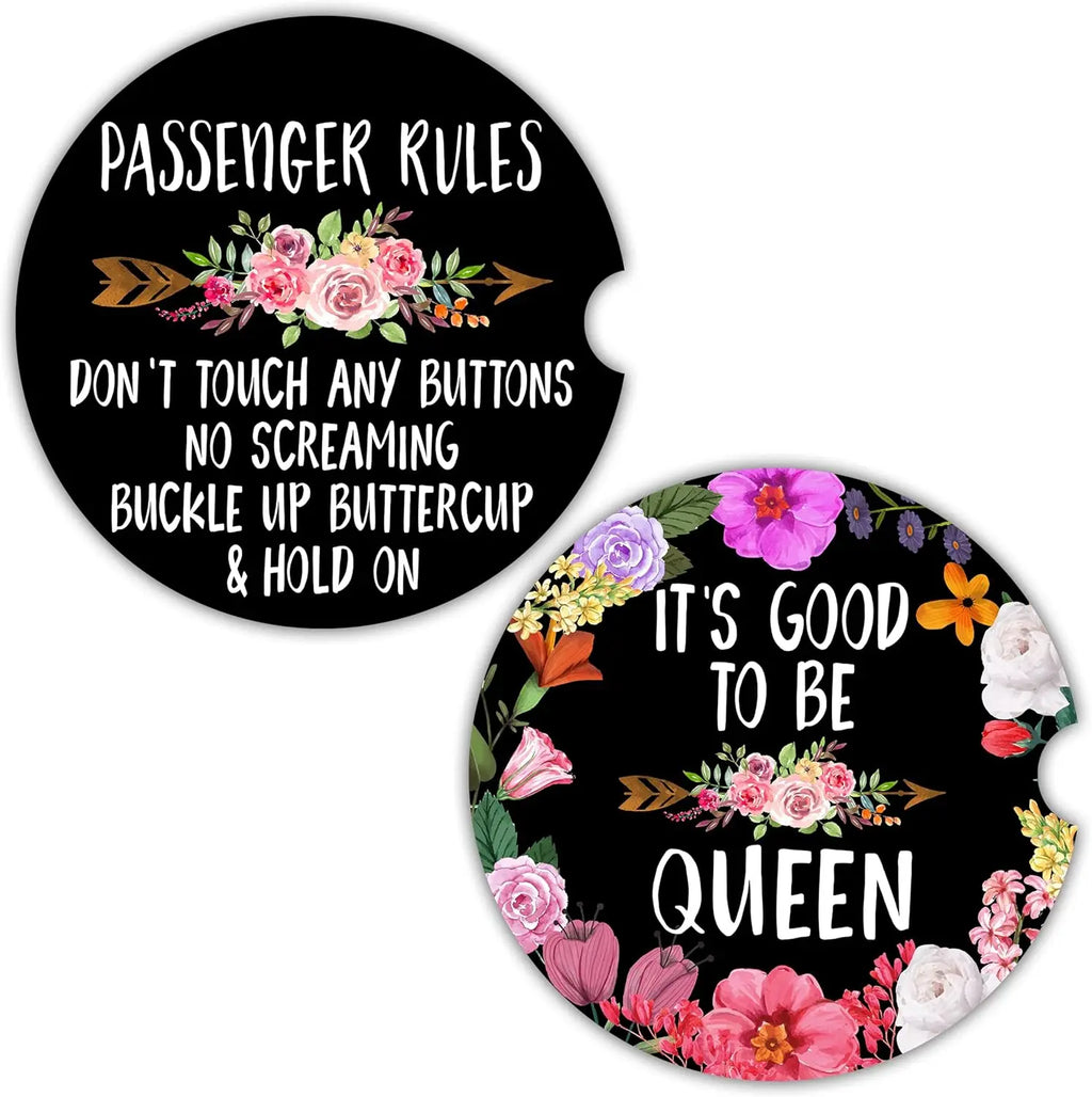 Flower Car Cup Holder Coasters 2-Pack | Non-Slip Ceramic Car Cup Coasters HIP